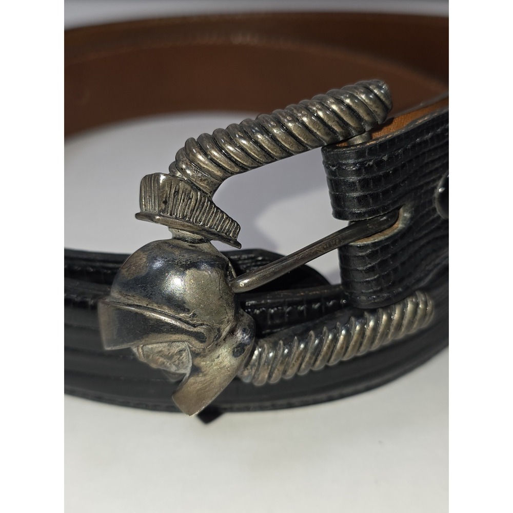 1993 Warner Bros Marvin The Martian Leather Silver 925 Vintage Black Belt Size M